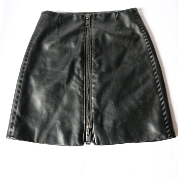 TALULA Faux Leather Mini Skirt Black Full Zip Size XXS - Picture 1 of 7